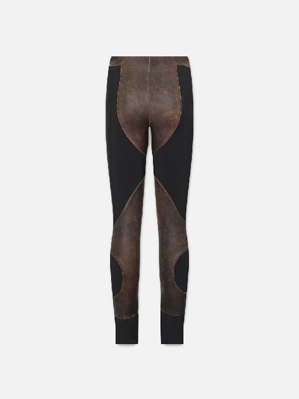 Leather Combo Pant -- Black Multi