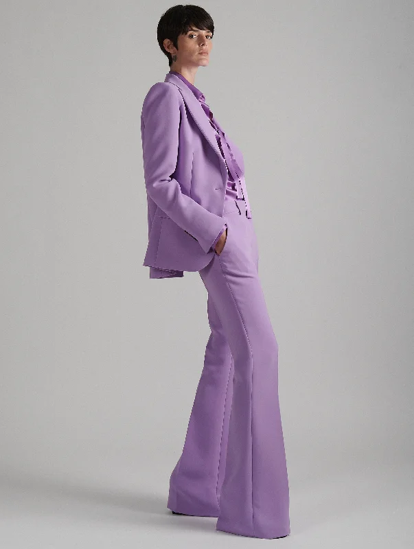 Pantalon coupe flare en crêpe lilas