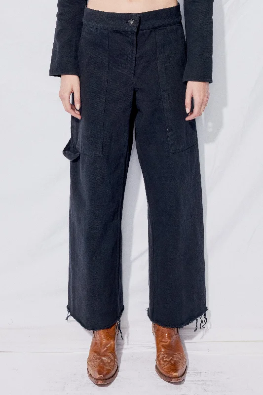 Black Overdye Denim Simple Pant