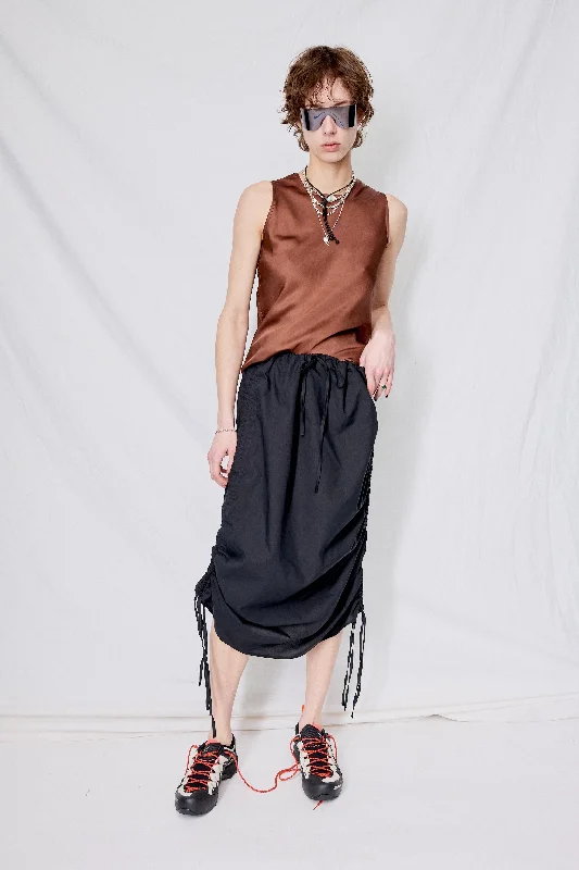 Black Pictorial Strap Skirt