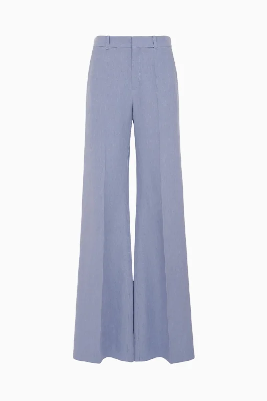 Chloé Linen Canvas Wide Leg Pant - Pebble Blue