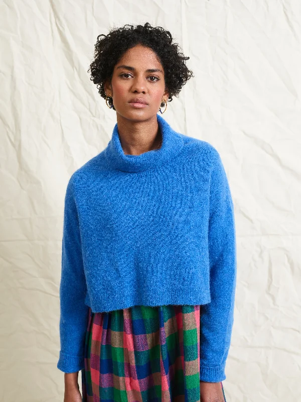 Lowie Blue Alpaca Cropped Roll Neck