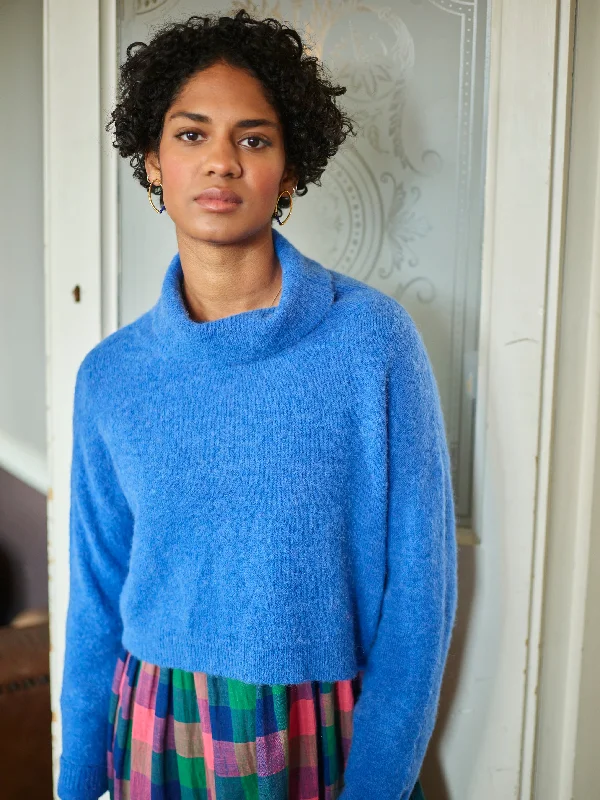 Lowie Blue Alpaca Cropped Roll Neck