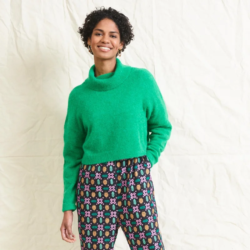 Lowie Green Alpaca Cropped Roll Neck