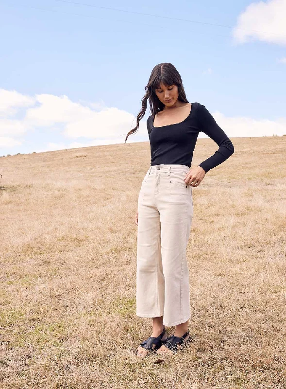 Stassy Wide Leg Pant-OATMEAL