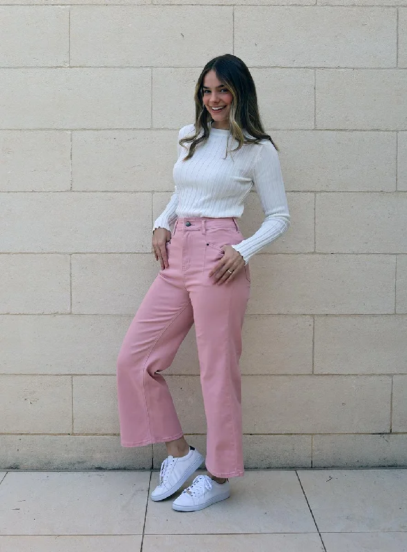 Stassy Wide Leg Pant-ROSEWATER