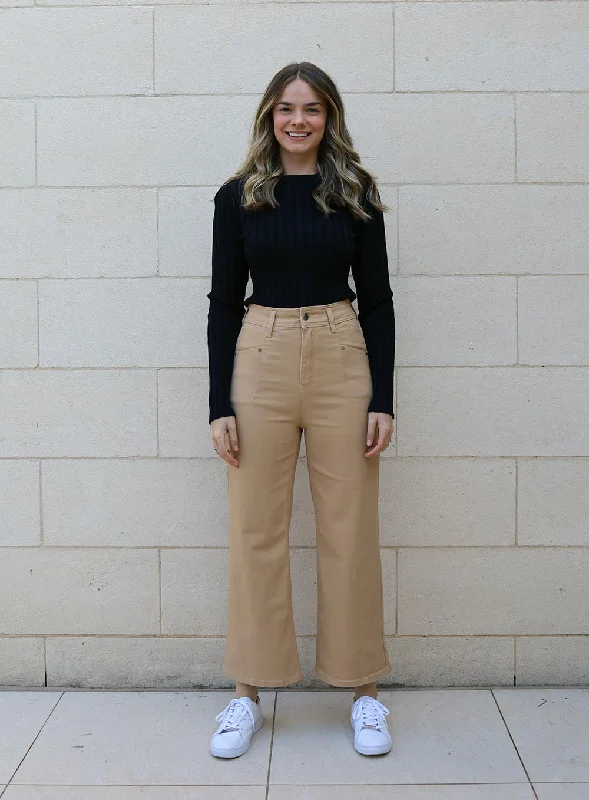 Stassy Wide Leg Pant-SAND