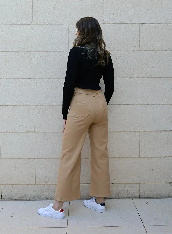 Stassy Wide Leg Pant-SAND