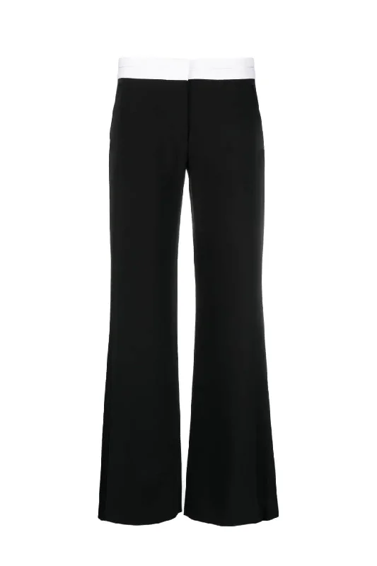 Victoria Beckham Textured Wool Side Panel Trousers - Black