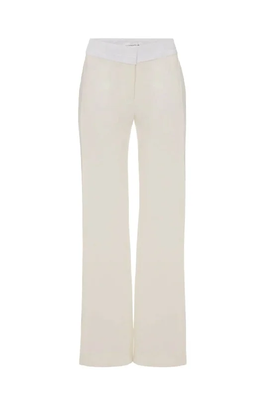 Victoria Beckham Textured Wool Side Panel Trousers - Off White