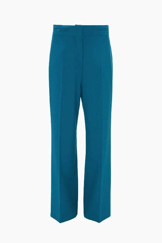 Victoria Beckham Waistband Detail Straight Leg Trouser - Petroleum