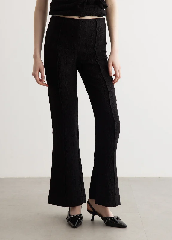 Viscose Stretch Crepe Flared Pants