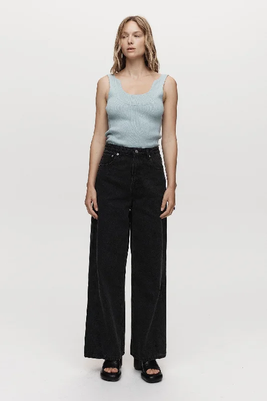 WIDE LEG JEAN - WASHED BLACK