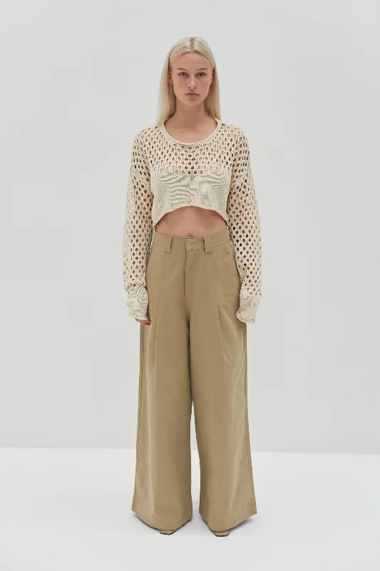 Amalie Crochet Top - Beige