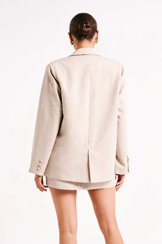 Drew Oversized Textured Blazer - Natural