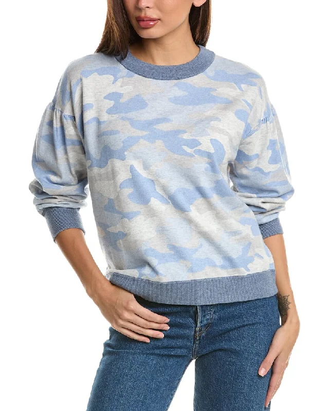 Forte Cashmere Gathered Sleeve Camo Sweatshirt