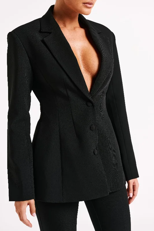 Greer Hourglass Suiting Blazer - Black