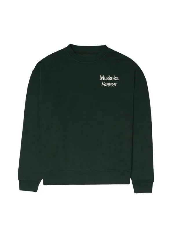 Muskoka Forever Pickleball Crewneck Sweatshirt - Forest Green