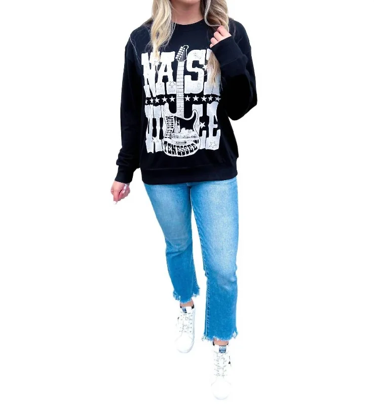 Nashville Guitar Star Graphic Sweatshirt In Black