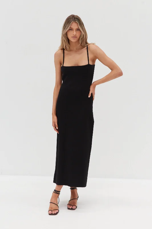 Rosa Knit Long Dress - Black