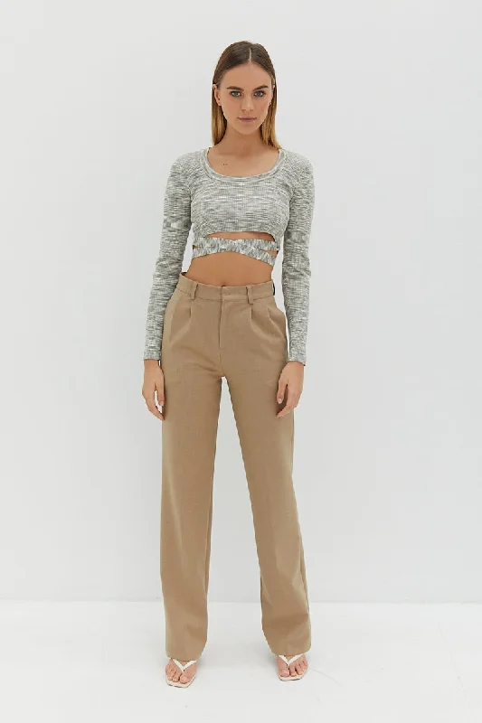 Scoop Neck Tie Crop - Meadow