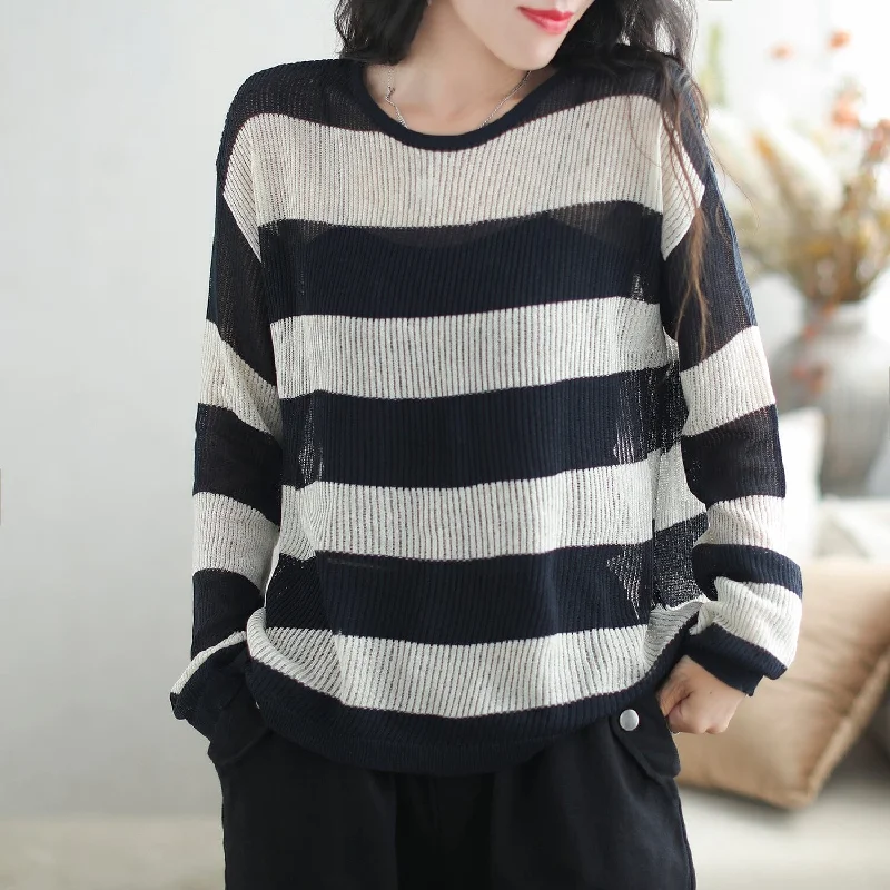 Autumn Stylish Stripe Knitted Casual Cardigan