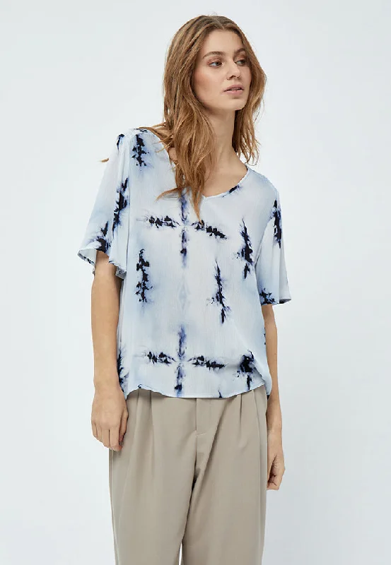 Bina Smock Blouse - White Print