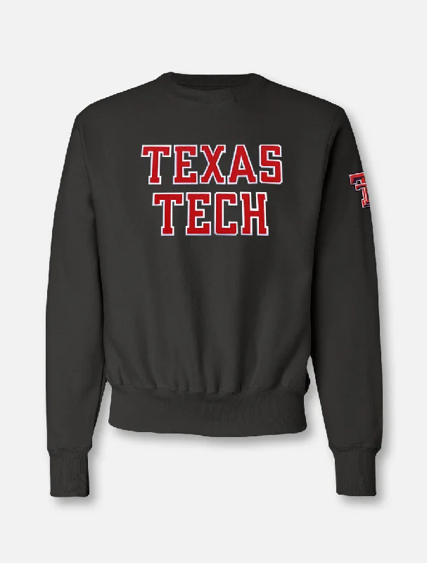 Champion Texas Tech ""Rugged Football"" Font Twill with Sleeve Print Reverse Weave