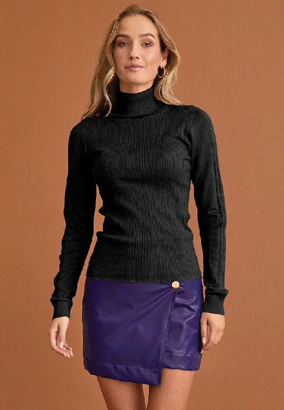 DSEsra Roll Neck Knit Pulllover - Black