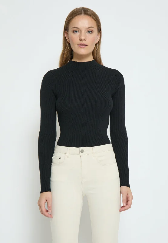 Eva GRS Mock Neck Rib Pullover - Black