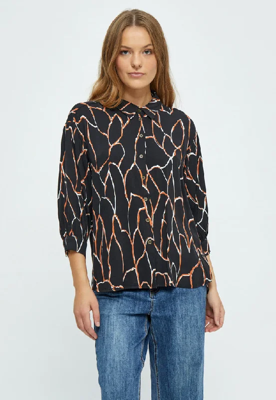 Fenja 3/4 Sleeve Shirt - Black Print