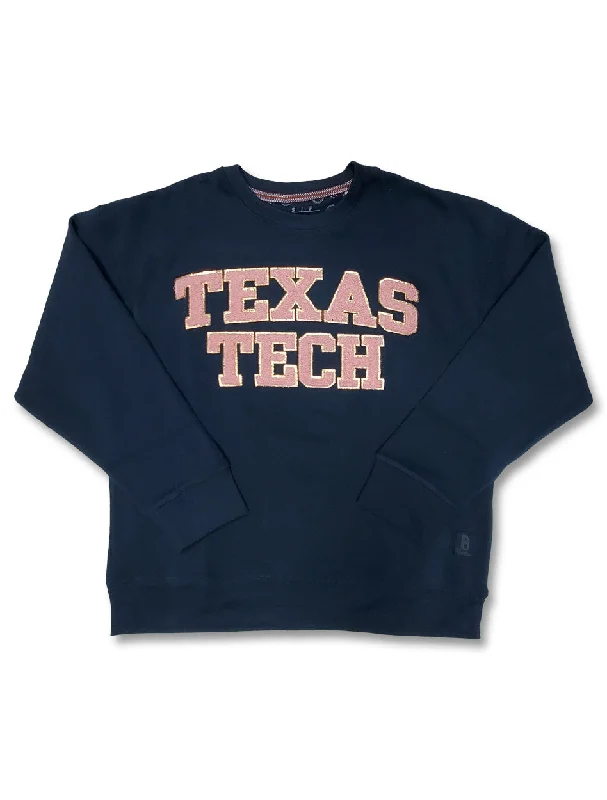 Press Box ""Simply Chenille"" Navy and Pink Crew Neck Fleece