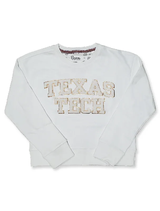 Press Box ""Simply Chenille"" Tonal White Crew Neck Fleece