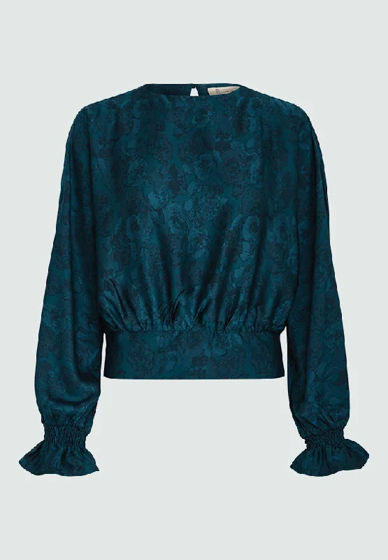 PCRaya Smock Blouse - Ocean Depth Print