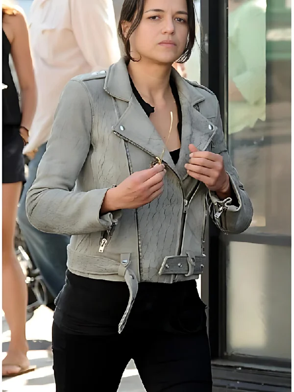 Letty Ortiz Motorcycle Gray Leather Jacket