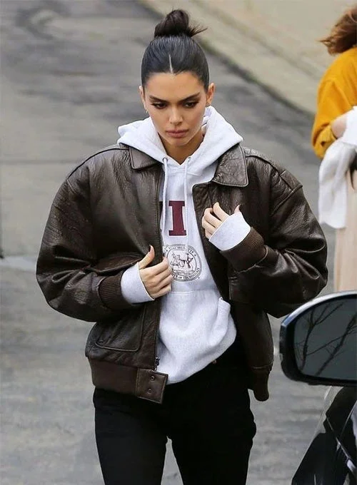 Kendall Jenner L.A. Style Brown Leather Jacket