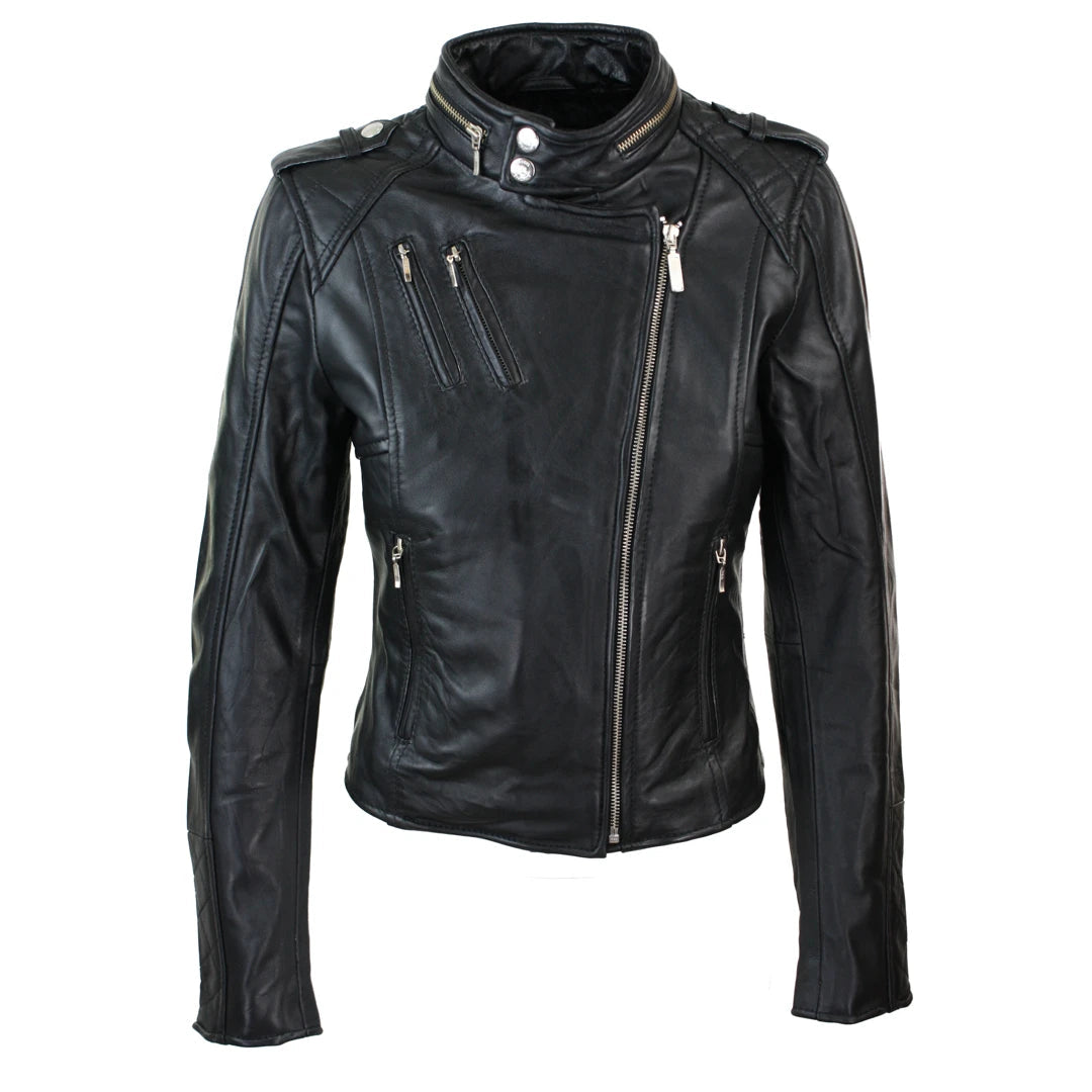 Women's Leather Red Biker Jacket Velvet Lining