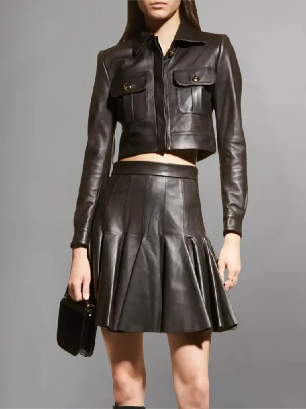 SERGIO HUDSON Leather Cropped Jacket