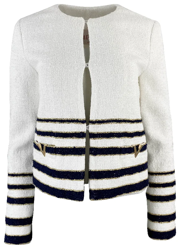 Valentino Marinière Tweed Jacket in White and Navy