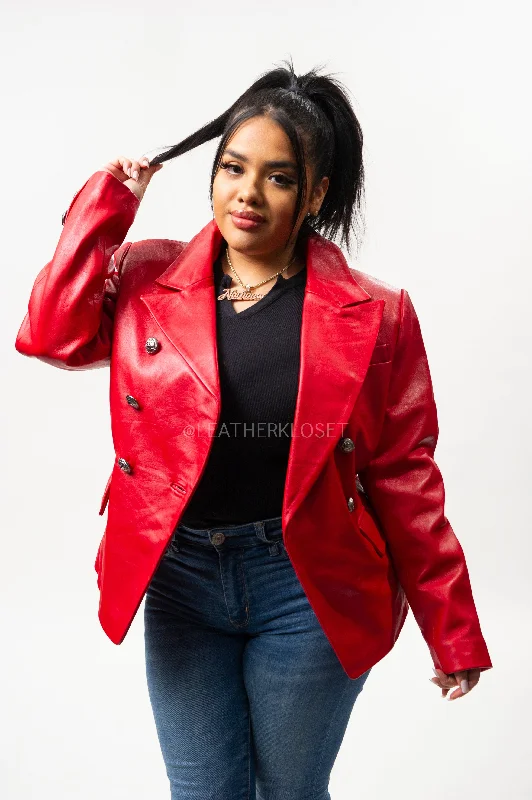 Women's Martina Leather Blazer [Red]