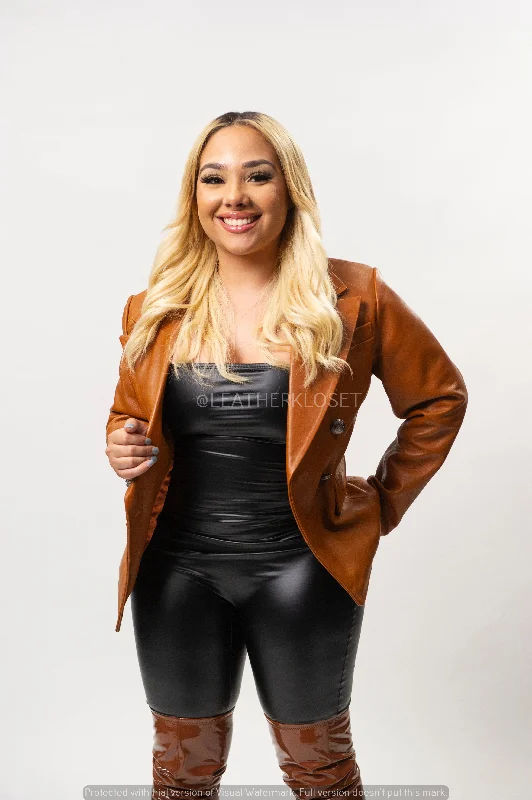 Women's Martina Leather Blazer [Saddle]