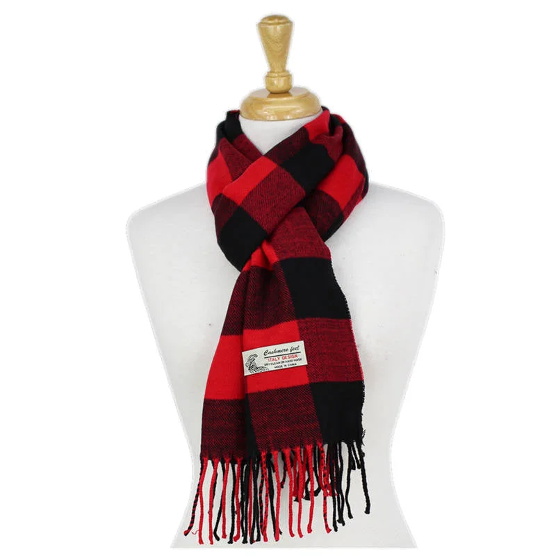 Checkers Cashmere Feel Scarf 12-pack Black/red CM12-5