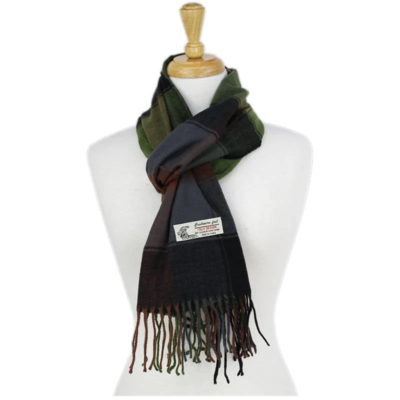 Checkers Cashmere Feel Scarf 12-pack Gry/brn/grn/blk CM47-2