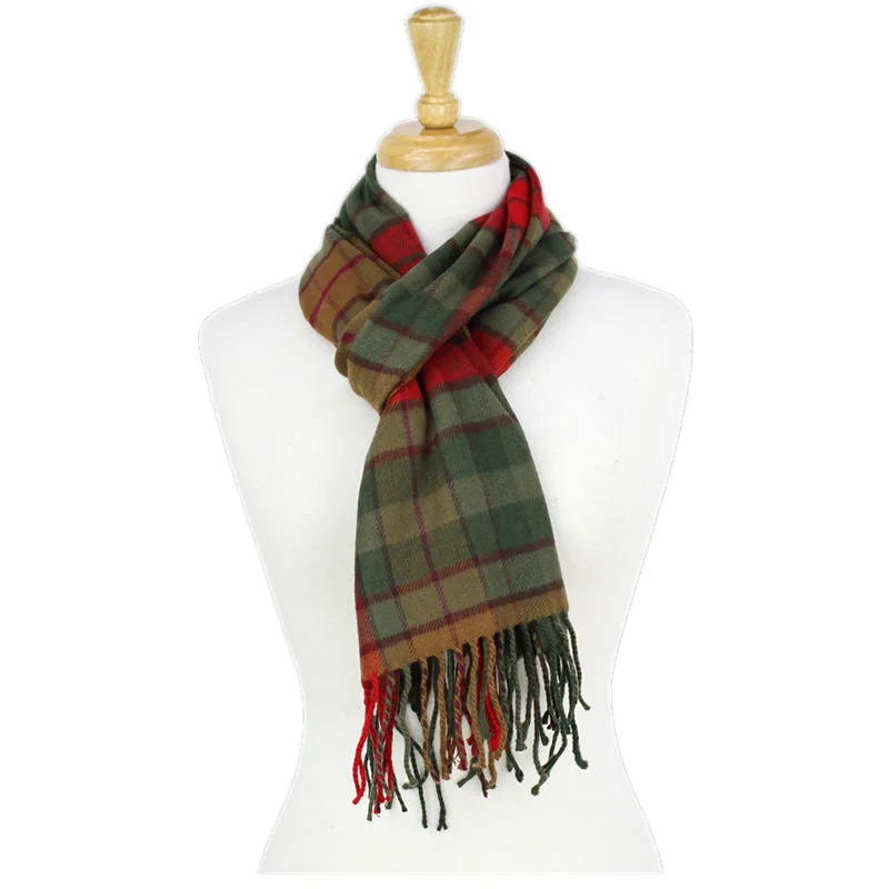 Checkers Cashmere Feel Scarf 12-pack Olive/brn/red CM54-1