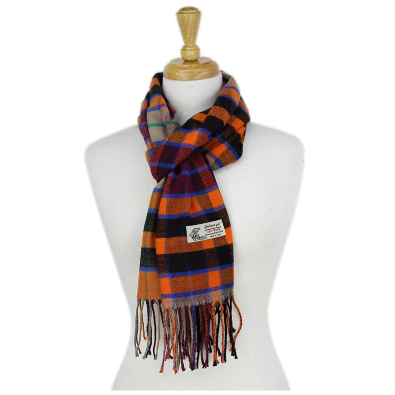 Checkers Cashmere Feel Scarf 12-pack Orange/purple/blk CM54-2