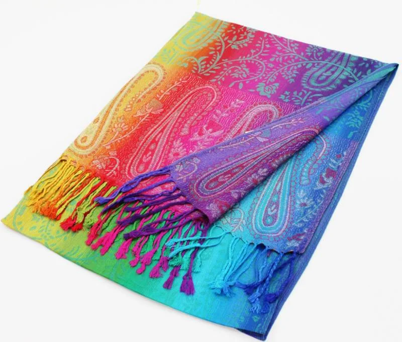 Colorful Paisley Pashmina Shawls 067