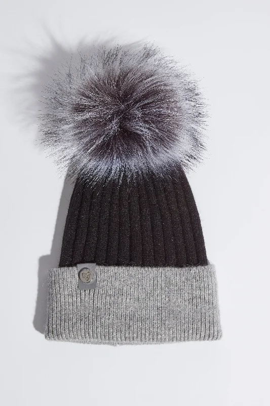 Harley Pom Pom Hat - Black/Grey