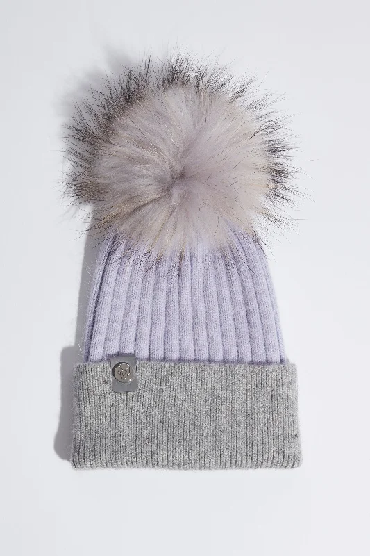 Harley Pom Pom Hat - Lilac/Grey