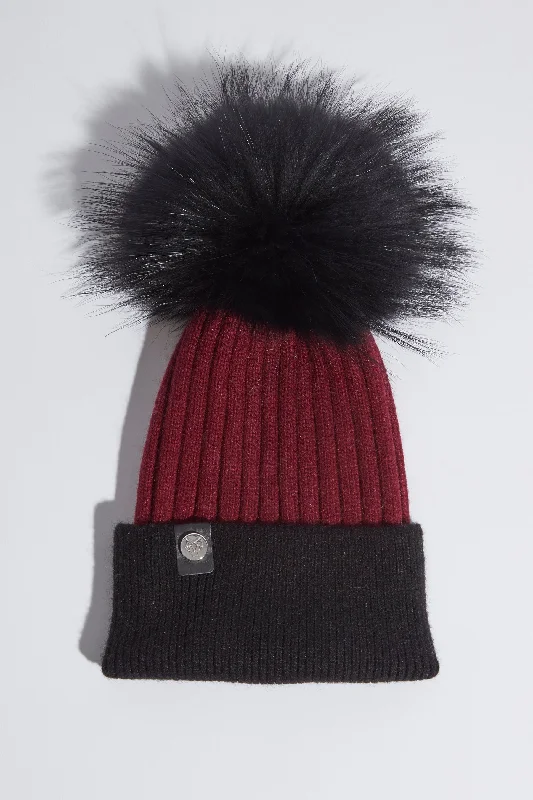 Harley Pom Pom Hat - Wine/Black