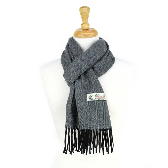 Herringbone Cashmere Feel Scarf 12-pack Mid Grey CM04-5